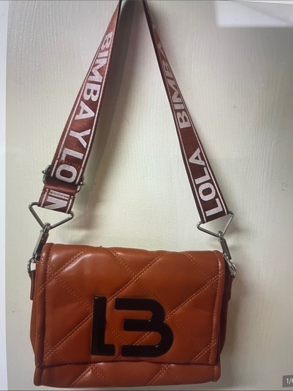 LOLA BIMBA Quilted Crossbody Bag in Rust Brown